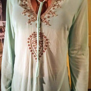 Marrakesh style one of a kind semi sheer blouse by New York and Co.